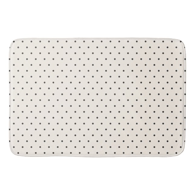 Black and White Ivory Polka Dot Pattern Retro  Bath Mat (Front)