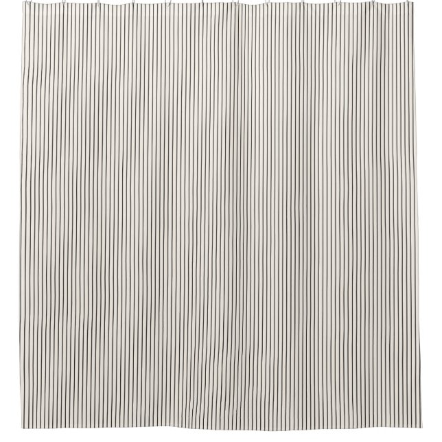 Black and White Ivory Stripes Pattern Retro  Shower Curtain (Front)