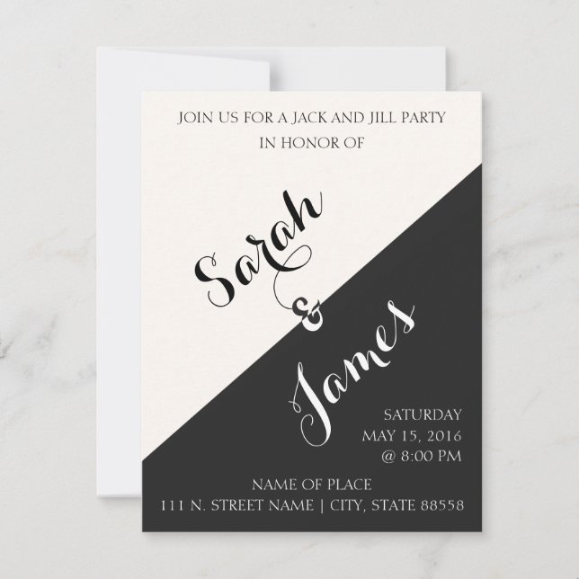 Black and White | Jack & Jill Party Invite (Front)
