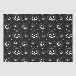 Black and White Jack-O' Lanterns Black Halloween Tissue Paper