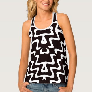 Black and White Jagged Edge Racerback Tank Top