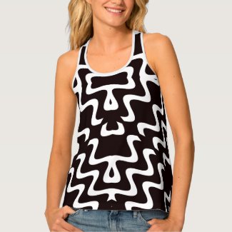 Black and White Jagged Edge Racerback Tank Top