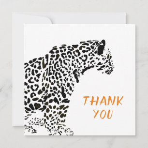 Black and White Jaguar Illustration Thank You Card