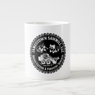 Black And White Jamestown Sawmill Logo On Giant Coffee Mug
