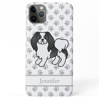 Black And White Japanese Chin Cartoon Dog &amp; Name iPhone 11 Pro Max Case