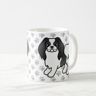 Black And White Japanese Chin Cartoon Dog &amp; Paws Coffee Mug