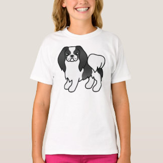 Black And White Japanese Chin Cute Cartoon Dog T-Shirt