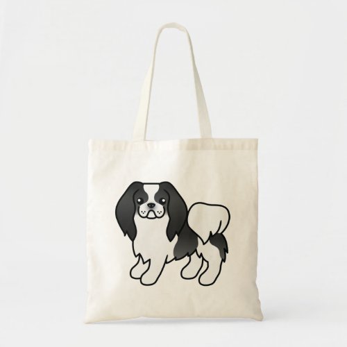 Black And White Japanese Chin Cute Cartoon Dog Tote Bag