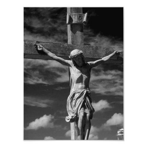 Black and white Jesus on a cross Photo Print