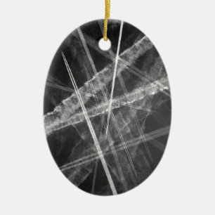 Black and white Jet Trails Ceramic Ornament