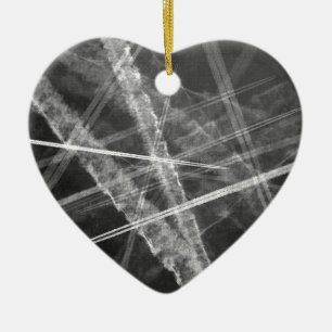 Black and white Jet Trails Ceramic Ornament