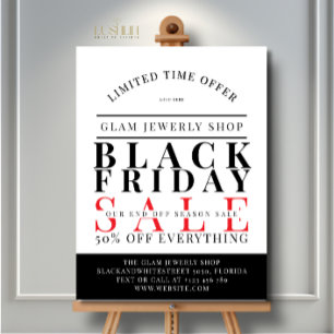 Black and White Jewelry Shop Black friday sale Foam Board
