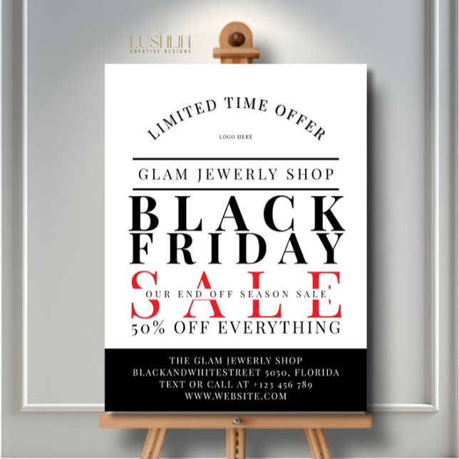 Black and White Jewelry Shop Black friday sale Foam Board (Creator Uploaded)