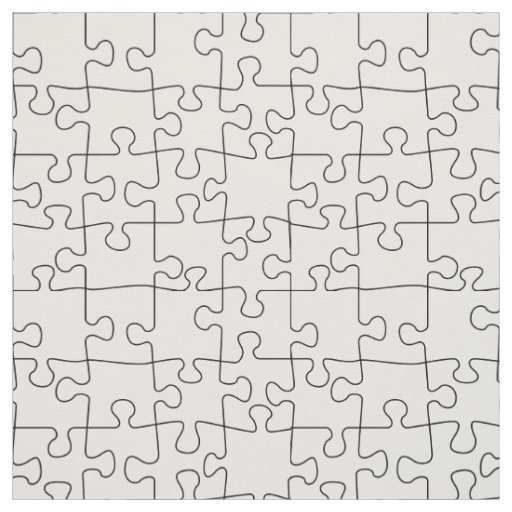 Black and white jigsaw puzzle repeating pattern fabric