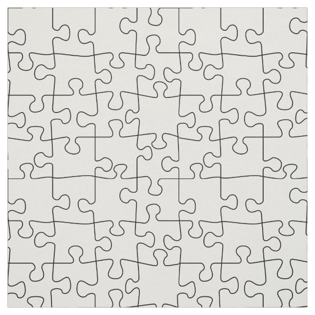Black and white jigsaw puzzle repeating pattern fabric (Swatch)