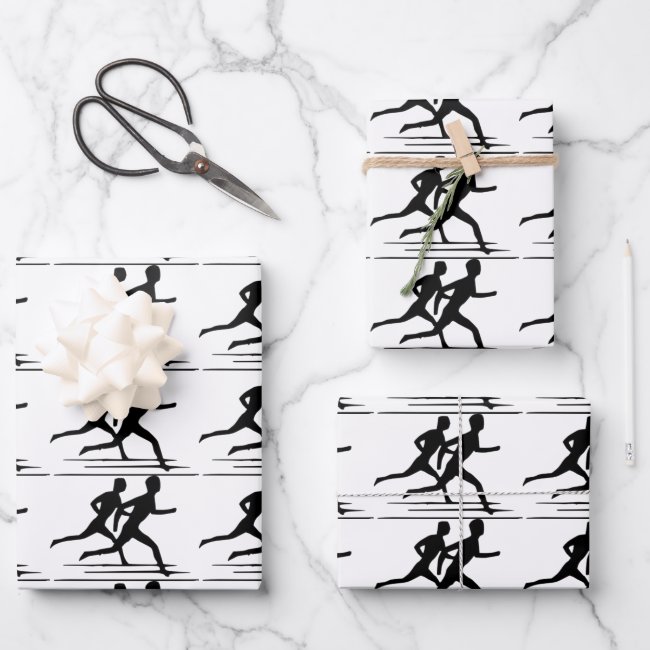 Black and White Jogging Pattern Wrapping Paper