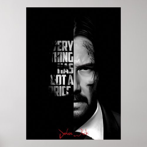 Black and white John Wick quote Poster