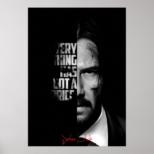 Black and white John Wick quote Poster (Front)