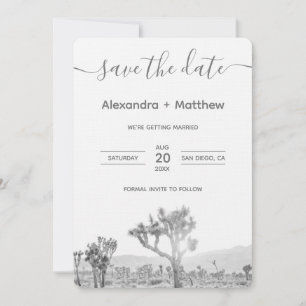 Black and White Joshua Tree Wedding Save the date