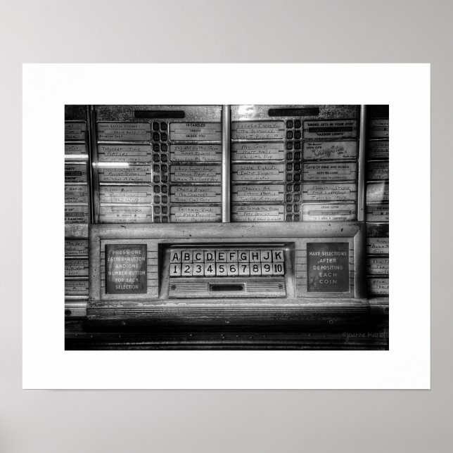 Black and White Jukebox Poster Print (Front)