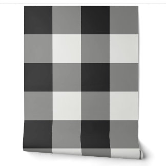 Black and White Jumbo Buffalo Check Gingham Wallpaper