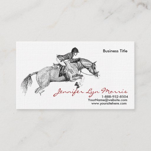 Customizable Black and White Jumer Horse Business Card