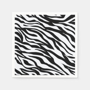 Black and White Jungle Zebra Pattern Print Napkins