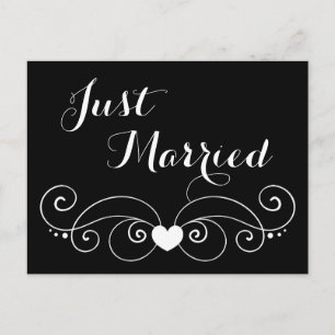 Black And White Just Married Wedding Announcement Postcard