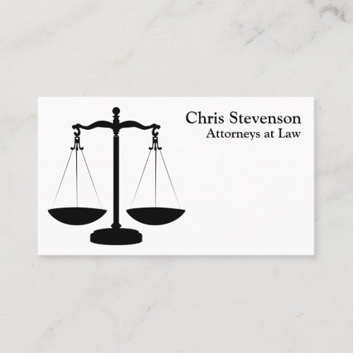Black and White Justice Scale Attorney Business Card