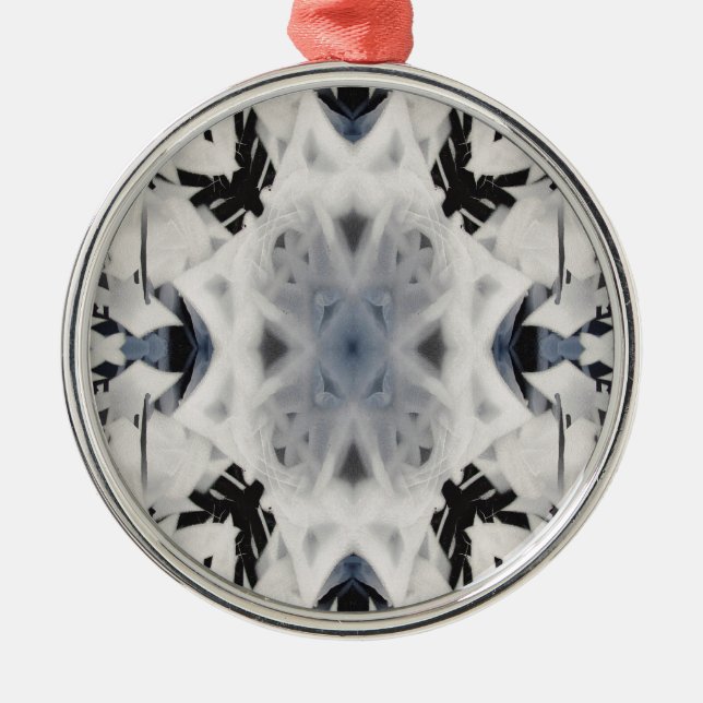 Black and white kaleidoscope graffiti metal ornament (Front)