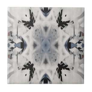 Black and white kaleidoscope graffiti tile