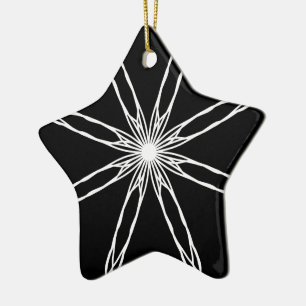 Black and White Kaleidoscope Star Ceramic Ornament