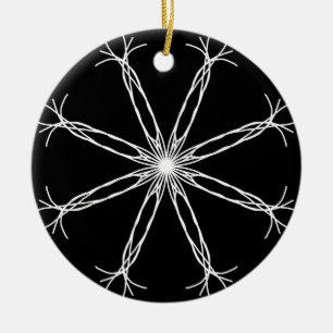 Black and White Kaleidoscope Star Ceramic Ornament