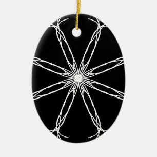 Black and White Kaleidoscope Star Ceramic Ornament