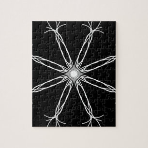 Black and White Kaleidoscope Star Jigsaw Puzzle