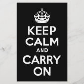 Black and White Keep Calm and Carry On (Front)