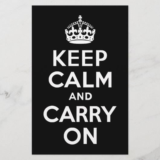 Black and White Keep Calm and Carry On (Front)