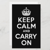 Black and White Keep Calm and Carry On (Front/Back)