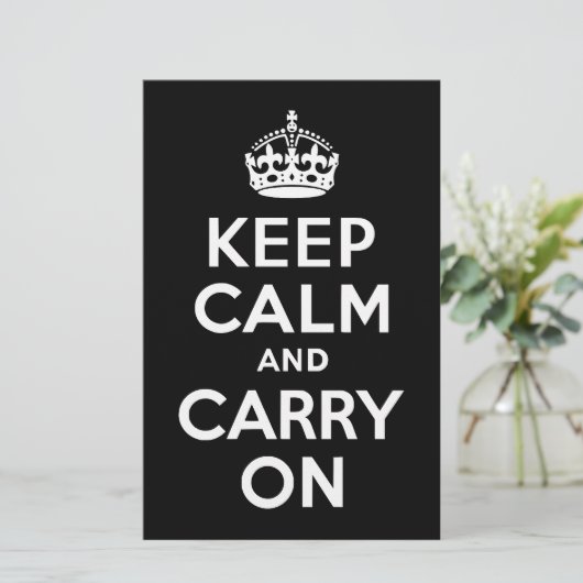 Black and White Keep Calm and Carry On (Standing Front)