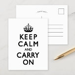 Black and White Keep Calm and Carry On Postcard<br><div class="desc">Black Keep Calm and Carry On</div>