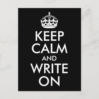 Black and White Keep Calm and Write On Postcard