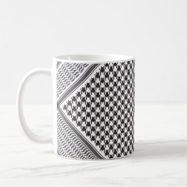 Black and White Keffiyeh Coffee Mug (Left)