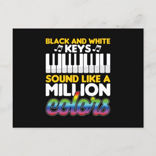 Black And White Keys Milion Colors Piano Pianist M Postcard