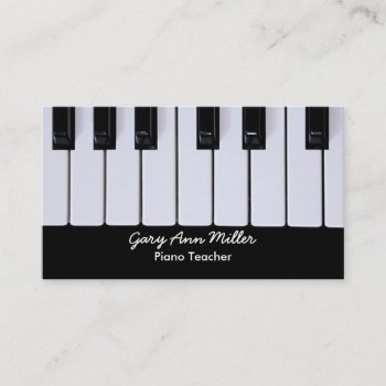 Black And White Keys Piano Teacher Business Card by lsarmentoart at Zazzle