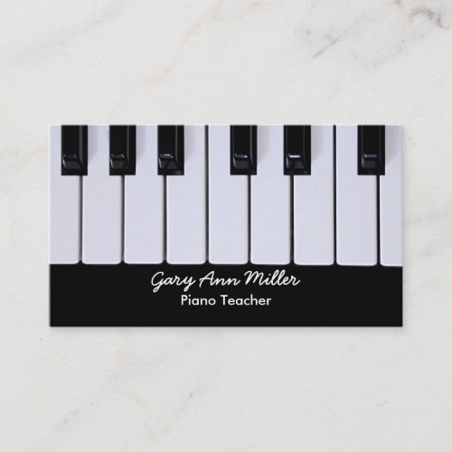 Black and White Keys Piano Teacher Business Card