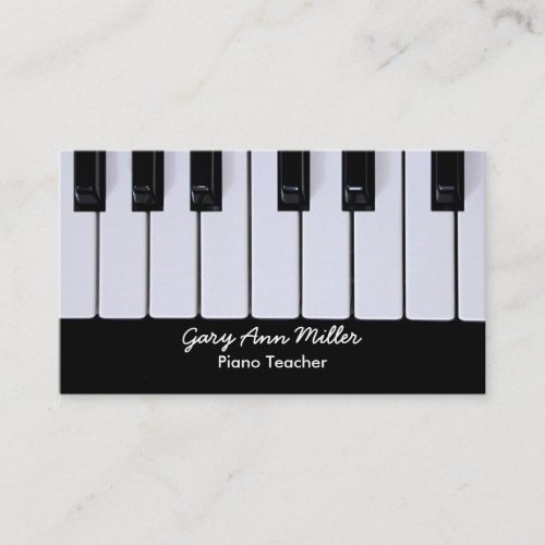Black and White Keys Piano Teacher Business Card Template