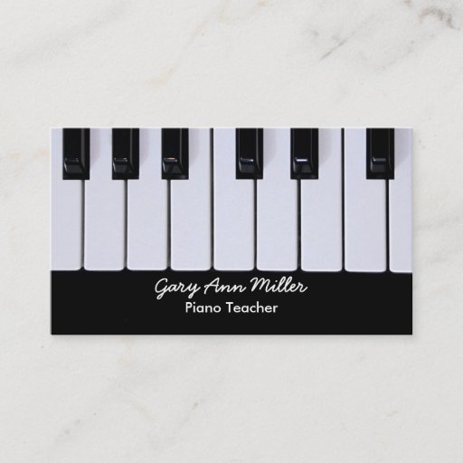 Customizable Black and White Keys Piano Teacher Business Card Template