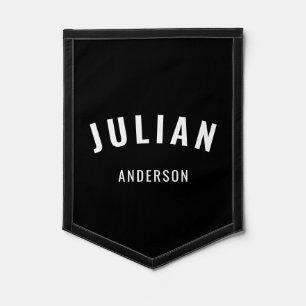 Black and White Kid's Name Room Pennant