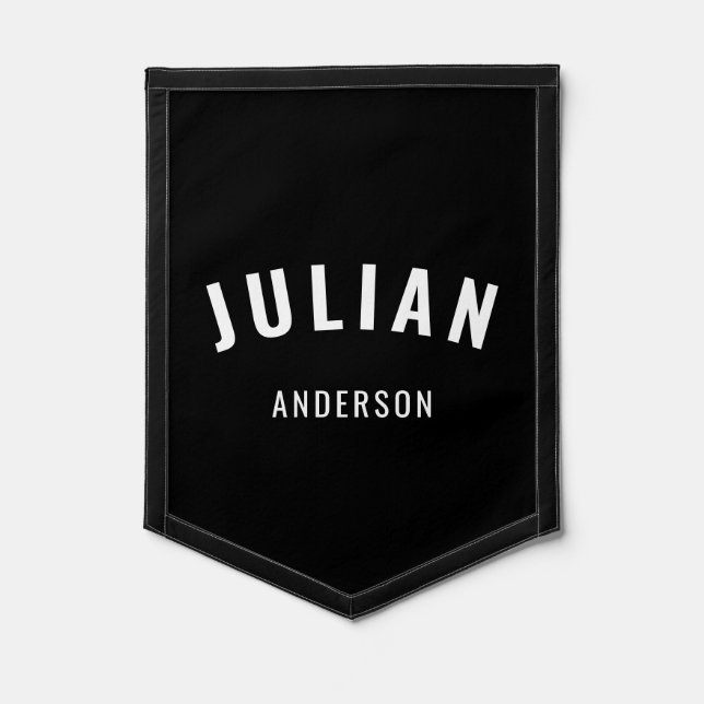 Black and White Kid's Name Room Pennant (Front)