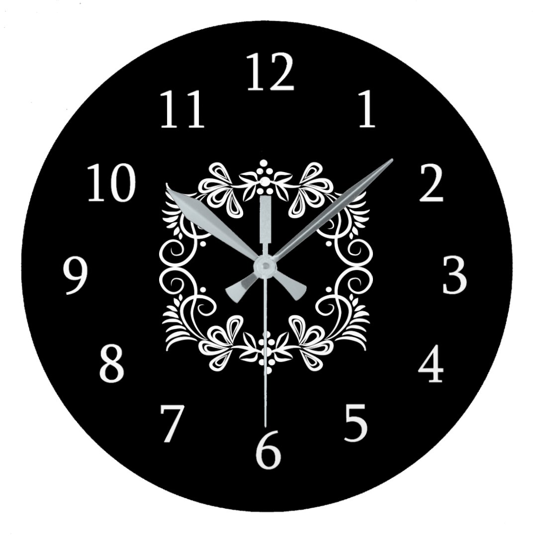 Black And White Kitchen Large Clock | Zazzle